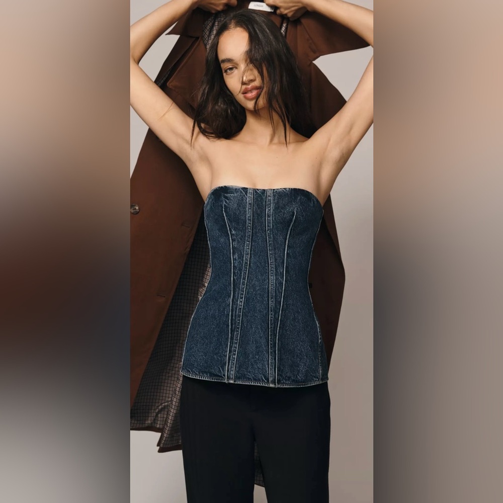 AGOLDE Lara Strapless Denim Corset Top